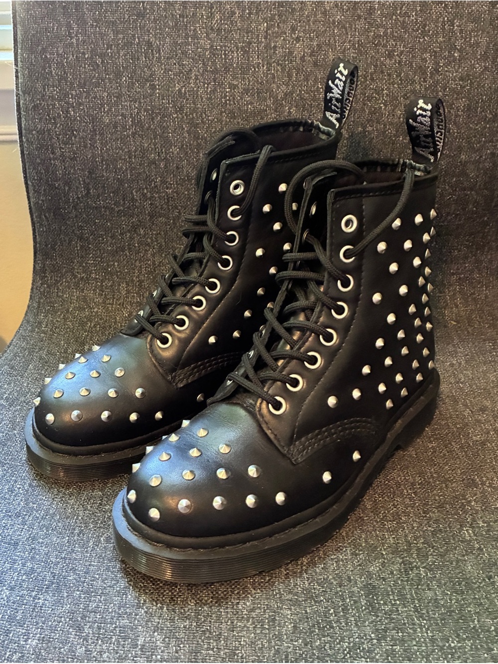 Dr. Martens Black Studded Lace-Up Combat Boots 1460